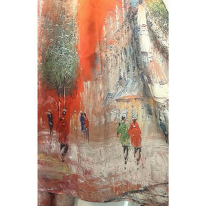 Beautiful 100% Silk Scenic Long Multicolor Scarf Wrap 71"L x 20"W